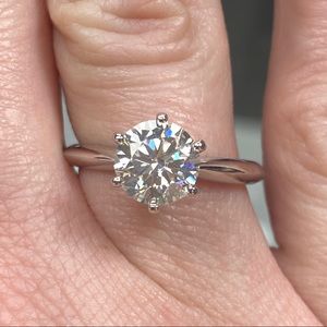 Certified 2 Carat Diamond Engagement Ring Genuine Moissanite Bridal Wedding Ring